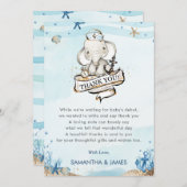 かわいい象航海の男の赤ちゃんシャワー サンキューカード (正面/裏面)