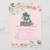 かわいい象離れ、フローラシャワー 招待状 (正面/裏面)