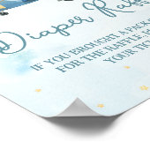 かわいい象飛行機アドベンチャーブルーおむつラッフル ポスター (角)