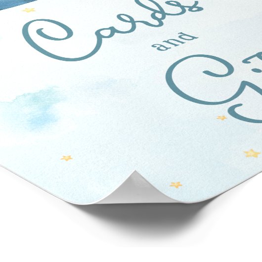 かわいい象飛行機アドベンチャーブルーカードとギフト ポスター (角)