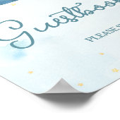 かわいい象飛行機アドベンチャーブルーゲストブックサイン ポスター (角)