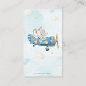 かわいい象飛行機アドベンチャーベビーおむつラッフル エンクロージャーカード (裏面)