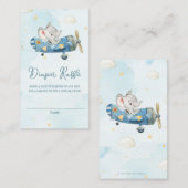 かわいい象飛行機アドベンチャーベビーおむつラッフル エンクロージャーカード (正面/裏面)