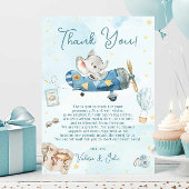 かわいい象飛行機アドベンチャーベビーシャワー誕生日 サンキューカード