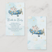 かわいい象飛行機冒険本ベビー エンクロージャーカード (正面/裏面)