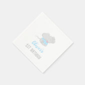 かわいい象1歳の誕生日ボーイ スタンダードカクテルナプキン (角)