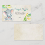 かわいい象 – おむつラッフルカード エンクロージャーカード (正面/裏面)