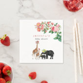 かわいい象&キリンフローラ赤ちゃんシャワーガール スタンダードカクテルナプキン (インサイチュ)