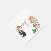 かわいい象&キリンフローラ赤ちゃんシャワーガール スタンダードカクテルナプキン (角)