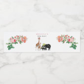 かわいい象&キリンフローラ赤ちゃんシャワーガール ペットボトルラベル (シングルラベル)