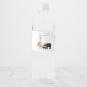 かわいい象&キリンフローラ赤ちゃんシャワーガール ペットボトルラベル (正面)