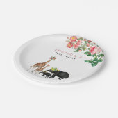 かわいい象&キリンフローラ赤ちゃんシャワーガール ペーパープレート (アングル)
