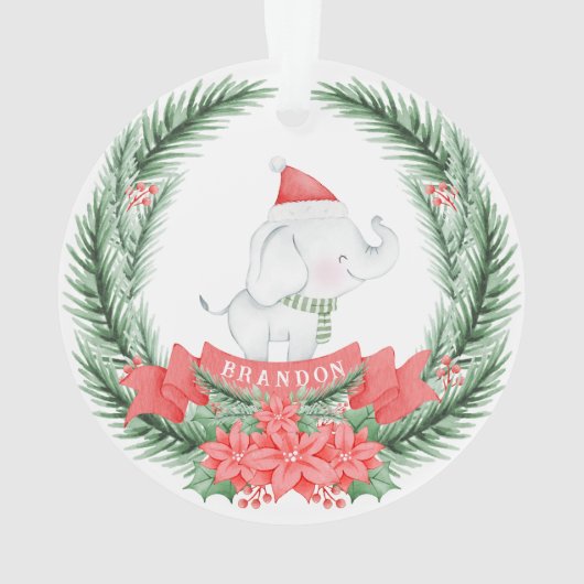 かわいい象 |クリスマスパーソナライズされた。 オーナメント (裏面)