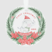 かわいい象 |パーソナライズされた初めてのクリスマス オーナメント (裏面)