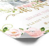 かわいい象 ピンクの花 オー スナップ 愛をシェアしよう ポスター (角)