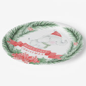 かわいい象 |ベビーの初めてのクリスマス ペーパープレート (アングル)