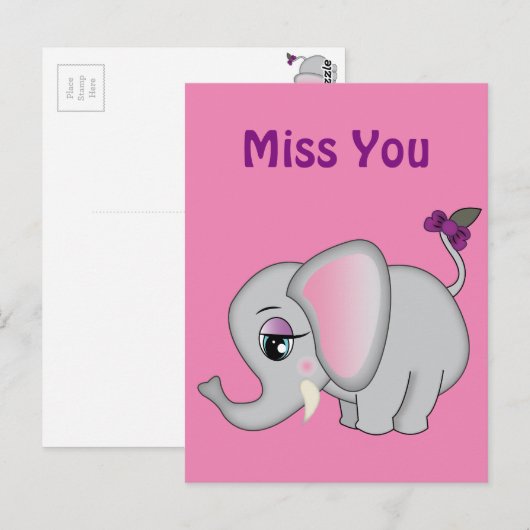 かわいい象 ポストカード (正面/裏面)