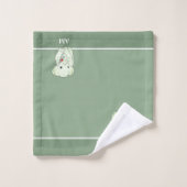 かわいい象&モノグラムonグリーン バスタオルセット (ウォッシュタオル)