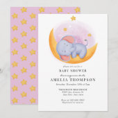 かわいい象 |動物の赤ちゃんシャワー 招待状 (正面/裏面)