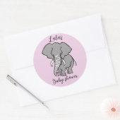 かわいい象 – 動物 – 赤ちゃんシャワー – パーソナライズ ラウンドシール (封筒)