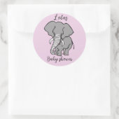 かわいい象 – 動物 – 赤ちゃんシャワー – パーソナライズ ラウンドシール (バッグ)