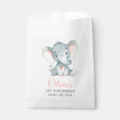 かわいい象、小さな象、最初の誕生日 フェイバーバッグ (正面)
