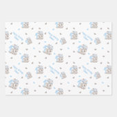 かわいい象 |男の子の青(1歳パーソナライズされた) ラッピングペーパーシート (正面)