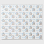 かわいい象 |男の子の青(1歳パーソナライズされた) ラッピングペーパー (フラット)