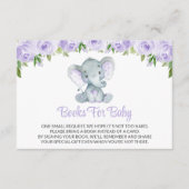 かわいい象、紫の花、ベビー用の本 エンクロージャーカード (正面)