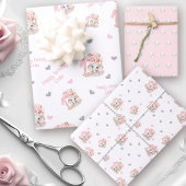 かわいい象 |誕生日ガールパーソナライズされた ラッピングペーパーシート