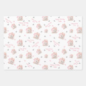 かわいい象 |誕生日ガールパーソナライズされた ラッピングペーパーシート (正面)