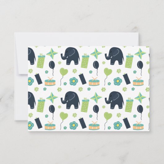 かわいい象 |誕生日パーティーカード (裏面)
