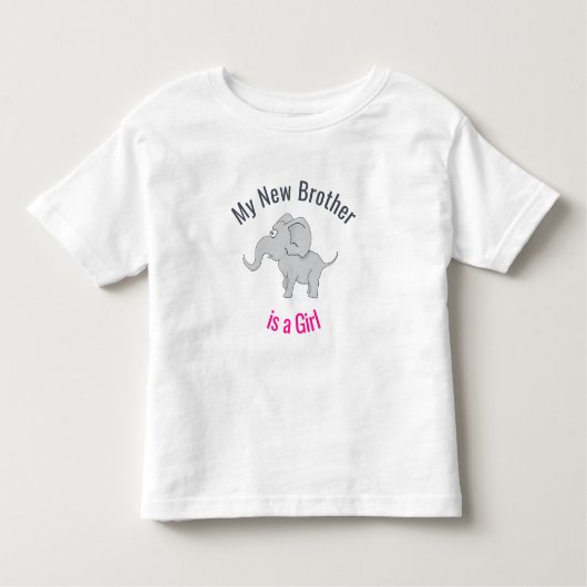 かわいい象 New Brother is a Girl トドラーTシャツ (正面)