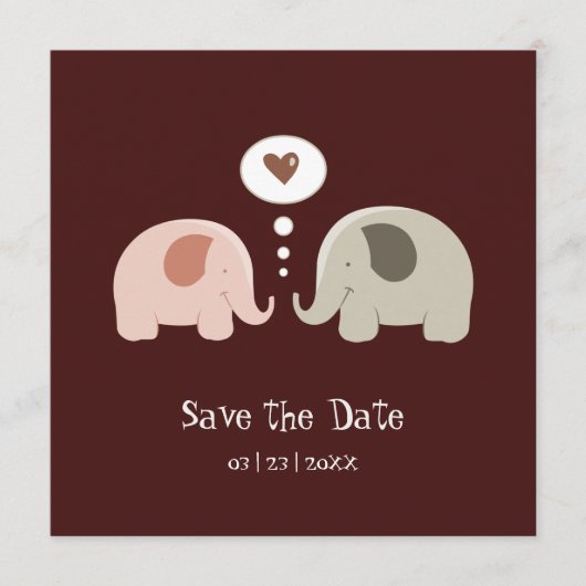 かわいい象 - Save the Date 招待状 (正面)