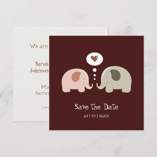 かわいい象 - Save the Date 招待状 (正面/裏面)