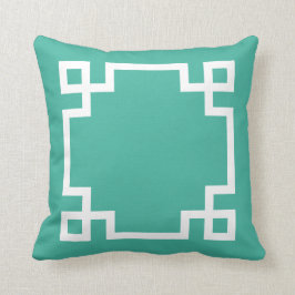 かわいい豪華な白いギリシャの鍵縁どフレーム  クッション