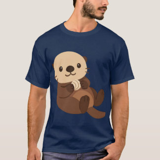 かわいい貝を持つラッコ Tシャツ