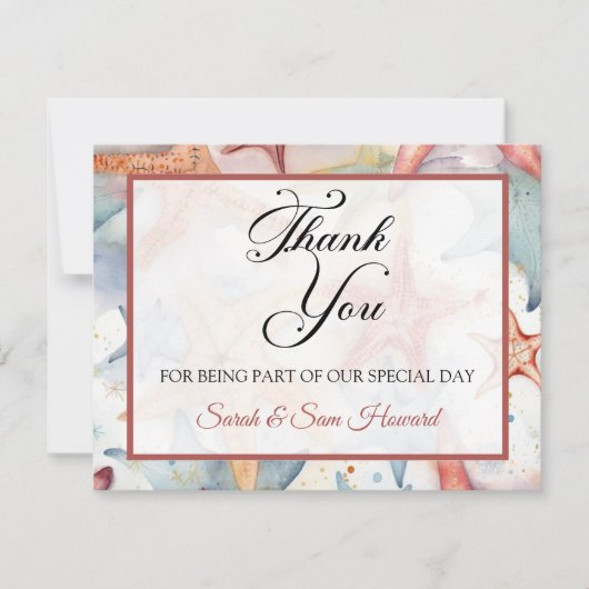 かわいい貝殻 フラット ありがとうカード サンキューカード (正面)