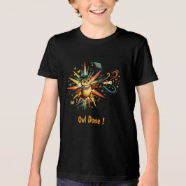 かわいい賢いフクロウの卒業生 2026年卒 レトロポップアート トライブレンドＴシャツ