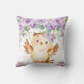 かわいい賢いフクロウパープルフローラガール子供部屋 クッション (裏面)