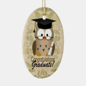 かわいい賢いフクロウ卒業生 セラミックオーナメント (右)