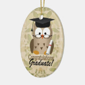 かわいい賢いフクロウ卒業生 セラミックオーナメント (左)