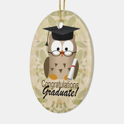 かわいい賢いフクロウ卒業生 セラミックオーナメント (左)