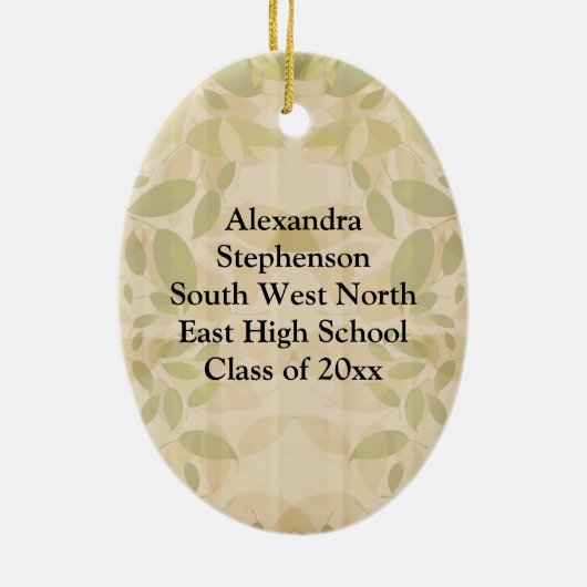 かわいい賢いフクロウ卒業生 セラミックオーナメント (裏面)