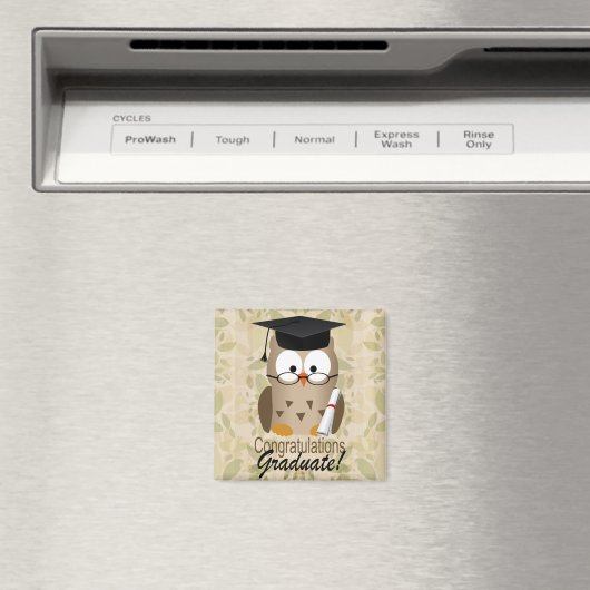かわいい賢いフクロウ卒業生 マグネット (インサイチュ (食洗機))