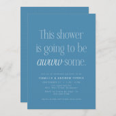 かわいい賢素晴らしい青い赤ちゃんシャワー 招待状 (正面/裏面)