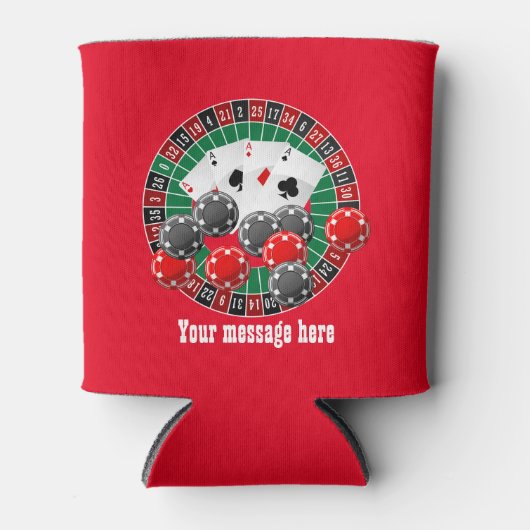 かわいい賭博追加メッセージカジノ愛好家 缶クーラー (正面)