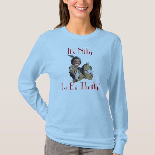 かわいい購入食料雑貨の買物客のおもしろいとのレトロの幸せ Tシャツ (正面)