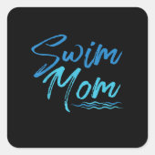 かわいい贈り物を泳ぐおもしろいお母さん スクエアシール (正面)