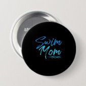 かわいい贈り物を泳ぐおもしろいお母さん 缶バッジ (正面&裏面)